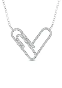 1/4 ct. t.w. Diamond Paper Clip Styled Necklace In Sterling Silver