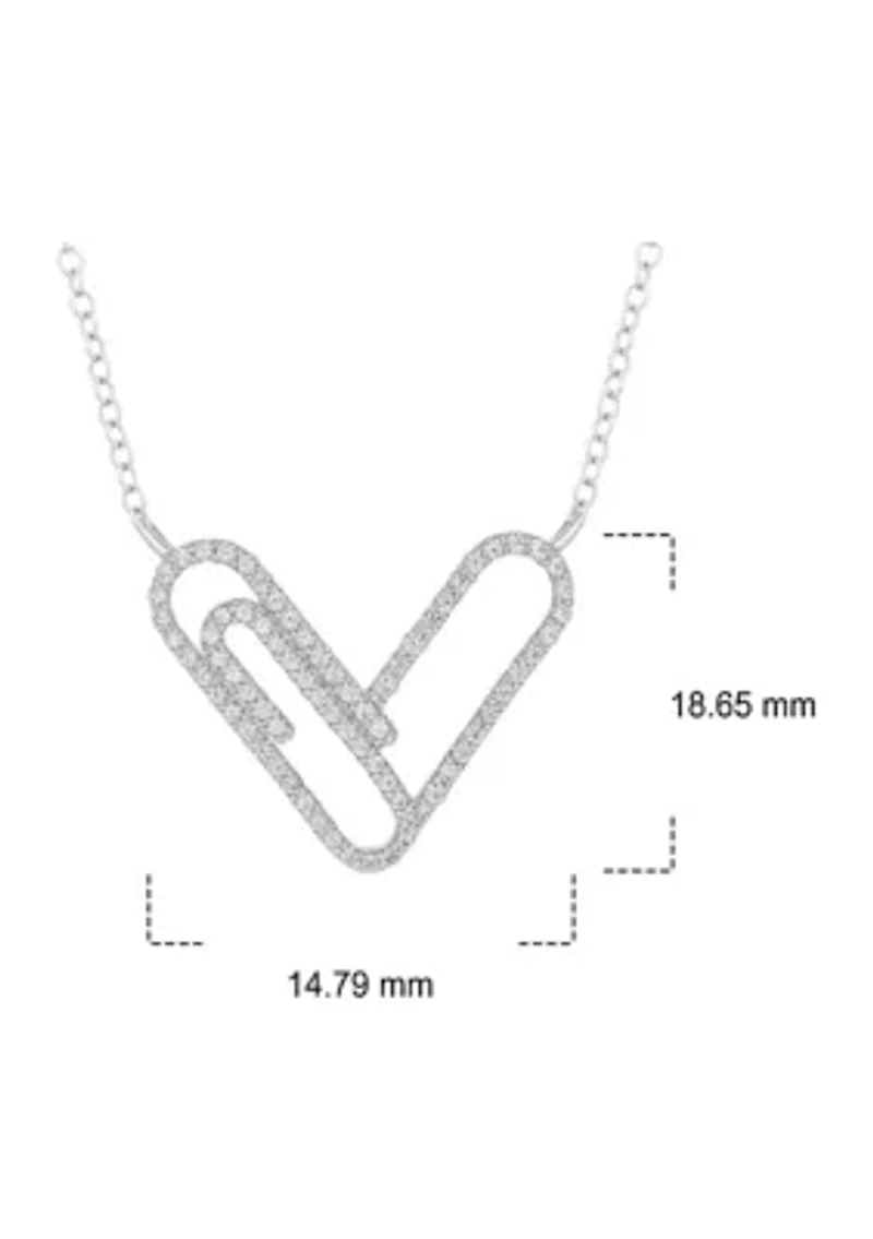 1/4 ct. t.w. Diamond Paper Clip Styled Necklace In Sterling Silver