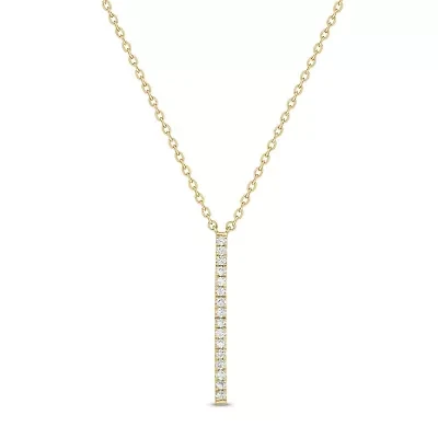 1/4 Carat, Sleek And Beautiful Diamond Bar Necklace Pendant in 14K Yellow Gold