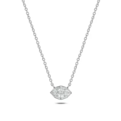 Lab Created 1/4 ct. t.w. Lab Grown Marquise Diamond Solitaire Necklace in Sterling Silver