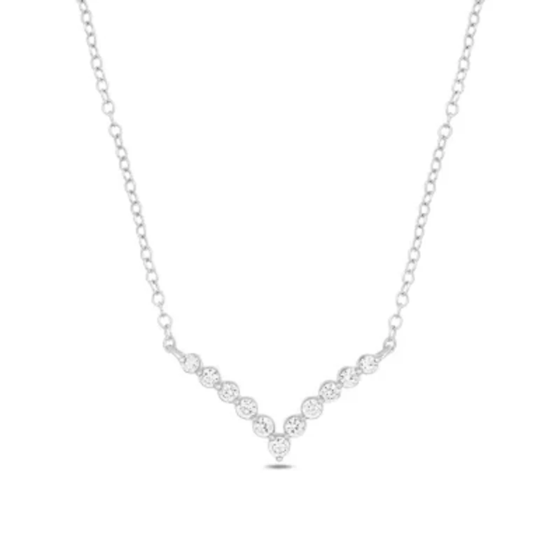 Lab Created 1/4 ct. t.w. Lab Grown Diamond Elegant V-Shaped Necklace in Sterling Silver