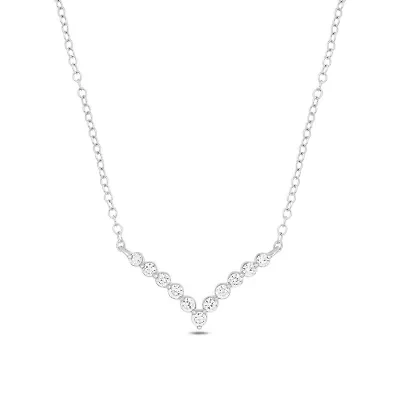 Lab Created 1/4 ct. t.w. Lab Grown Diamond Elegant V-Shaped Necklace in Sterling Silver