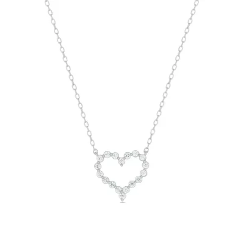 Lab Created 1/4 ct. t.w. Lab Grown Diamond Heart Shaped Necklace in Sterling Silver