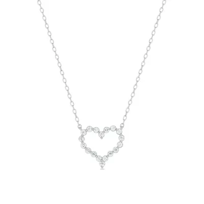 Lab Created 1/4 ct. t.w. Lab Grown Diamond Heart Shaped Necklace in Sterling Silver
