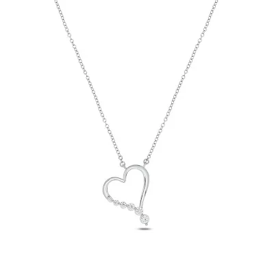 Lab Created 1/4 ct. t.w. Lab Grown Diamond Heart Shaped Journey Necklace in Sterling Silver