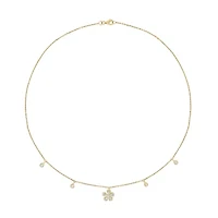 1/3 ct.t.w Diamond Flower Shape Charm Necklace in 14K Yellow Gold
