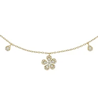 1/3 ct.t.w Diamond Flower Shape Charm Necklace in 14K Yellow Gold