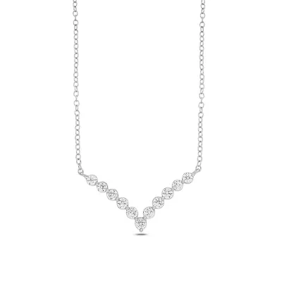 Lab Created 1/2 ct. t.w. Lab Grown Diamond Elegant V-Shaped Necklace in Sterling Silver