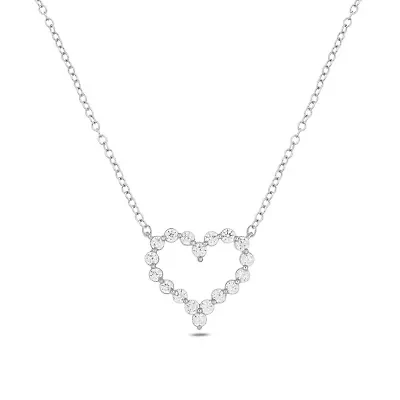 Lab Created 1/2 ct. t.w. Lab Grown Diamond Heart Shaped Necklace in Sterling Silver