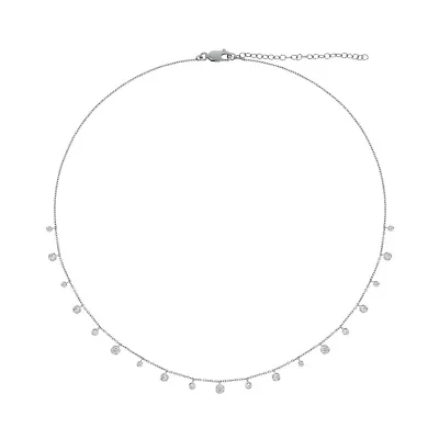 3/4 ct.t.w Diamond Flower Dangler Stations Necklace in 14K Gold