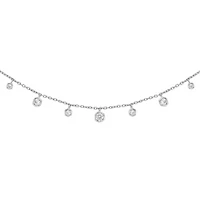 3/4 ct.t.w Diamond Flower Dangler Stations Necklace in 14K Gold