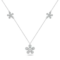 1 ct.t.w Diamond Flower Shape Pear illusion Charm Necklace in 14K Gold