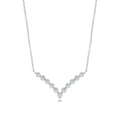 Lab Created 1 ct. t.w. Lab Grown Diamond Elegant V-Shaped Necklace in 10K White Gold