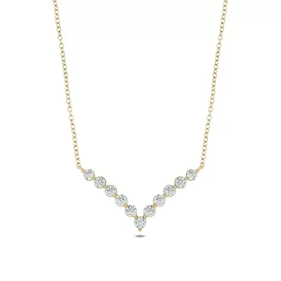 Lab Created 1 ct. t.w. Lab Grown Diamond Elegant V-Shaped Necklace in 10K Yellow Gold