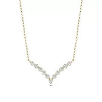 Lab Created 1 ct. t.w. Lab Grown Diamond Elegant V-Shaped Necklace in 10K Yellow Gold