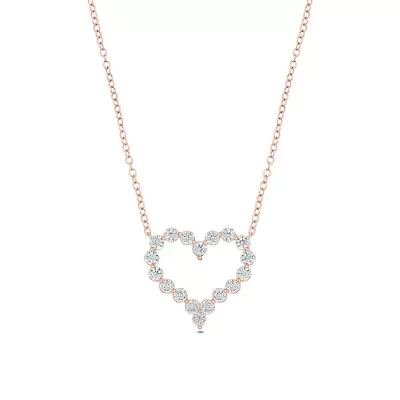 Lab Created 1 ct. t.w. Lab Grown Diamond Heart Shaped Necklace in 10K Rose Gold