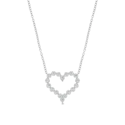 Lab Created 1 ct. t.w. Lab Grown Diamond Heart Shaped Necklace in 10K White Gold