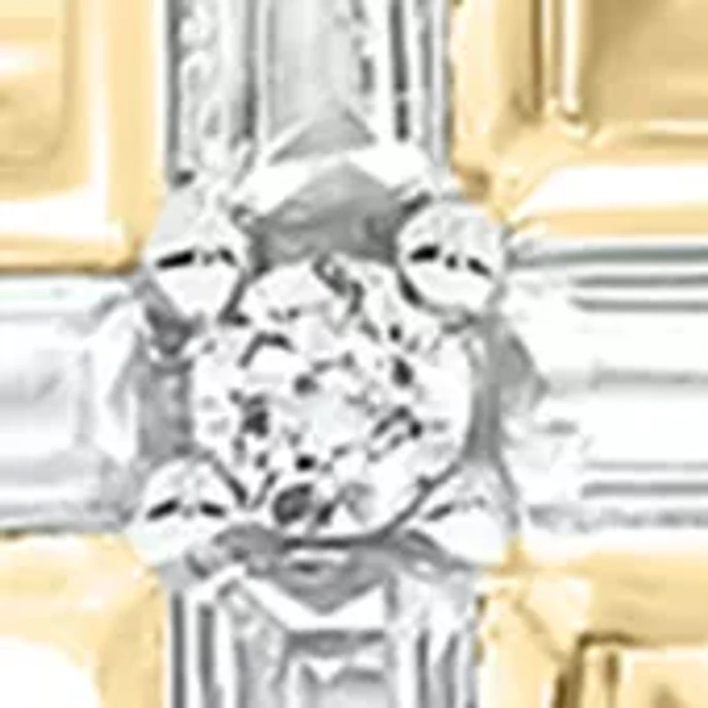 1/10 ct. t.w. Baguette Round White Diamond Cross Pendant Necklace in 14K Yellow Gold 