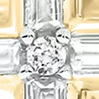 1/10 ct. t.w. Baguette Round White Diamond Cross Pendant Necklace in 14K Yellow Gold 