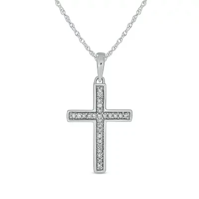 1/10 ct. t.w. Diamond Cross Pendant In 10K White Gold