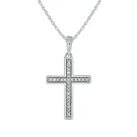 1/10 ct. t.w. Diamond Cross Pendant In 10K White Gold