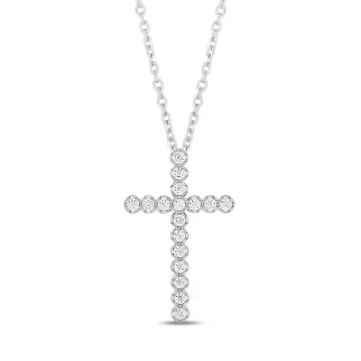 1/4 carat, Diamond Cross Pendant in 14K White Gold