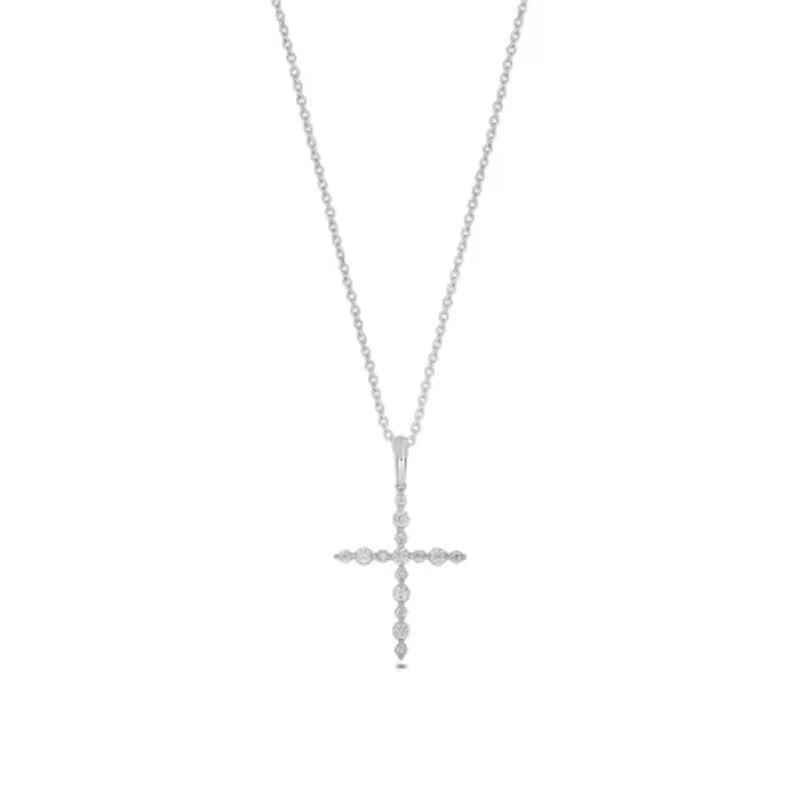 Lab Created 1/4 Carat Lab-Grown Diamond Cross Pendant in Sterling Silver.