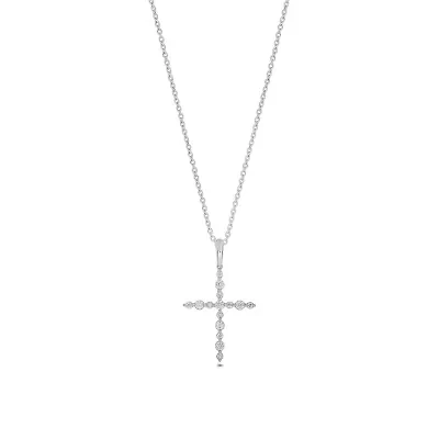 Lab Created 1/4 Carat Lab-Grown Diamond Cross Pendant in Sterling Silver.