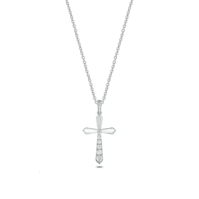 Lab Created 1/4 Carat Lab-Grown Diamond Cross Graduation  pendant in Sterling Silver