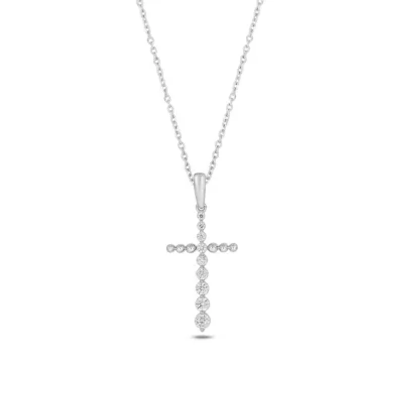 Lab Created 1/3 Carat Lab-Grown Diamond Graduations Cross Pendant in Sterling Silver