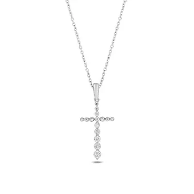 Lab Created 1/3 Carat Lab-Grown Diamond Graduations Cross Pendant in Sterling Silver