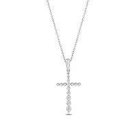 Lab Created 1/3 Carat Lab-Grown Diamond Graduations Cross Pendant in Sterling Silver