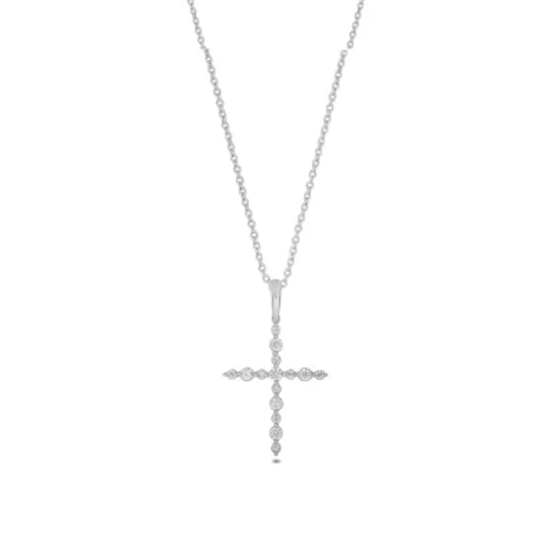 Lab Created 1/2 Carat Lab-Grown Diamond Cross Pendant in Sterling Silver