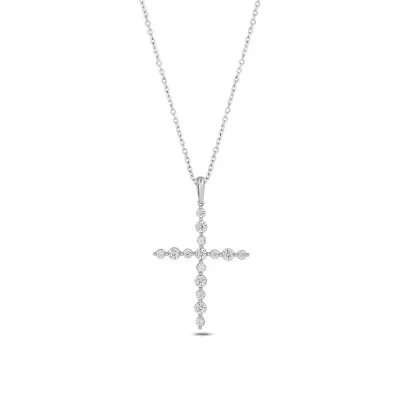Lab Created 1 Carat Lab-Grown Diamond Elegant Cross  Pendant in Sterling Silver