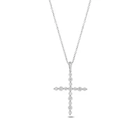 Lab Created 1 Carat Lab-Grown Diamond Elegant Cross  Pendant in Sterling Silver