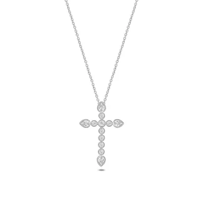 Lab Created 1 Carat Lab-Grown Diamond Cross Pendant in Sterling Silver