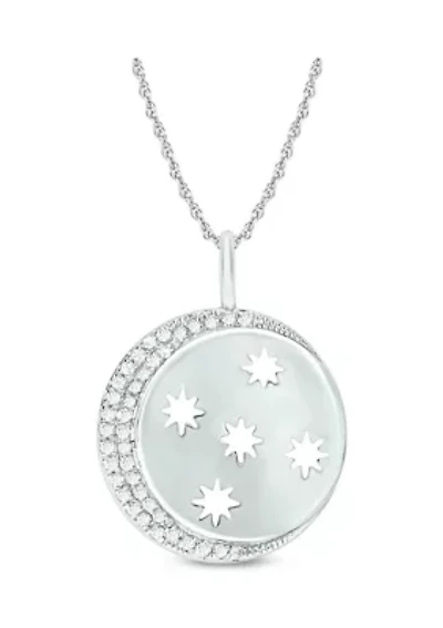 1/10 ct. t.w. Diamond Moon Star Pendant in Sterling Silver