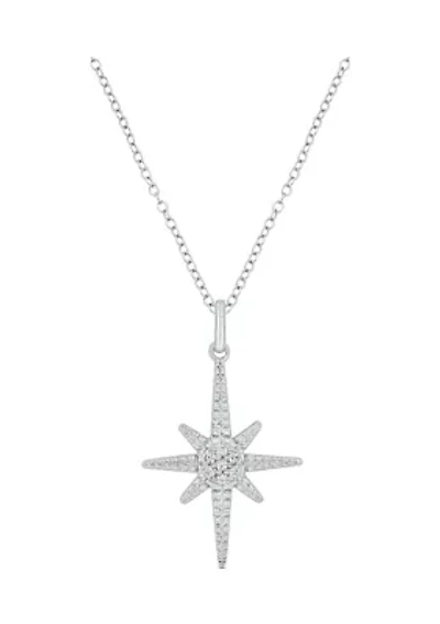1/10 ct. t.w. Diamond Asterisk Star Pendant in Sterling Silver