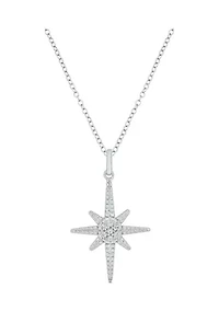 1/10 ct. t.w. Diamond Asterisk Star Pendant in Sterling Silver