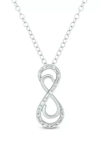 1/8 ct. t.w. Baguette Round White Diamond Infinity Pendant Necklace in Sterling Silver