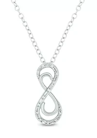 1/8 ct. t.w. Baguette Round White Diamond Infinity Pendant Necklace in Sterling Silver
