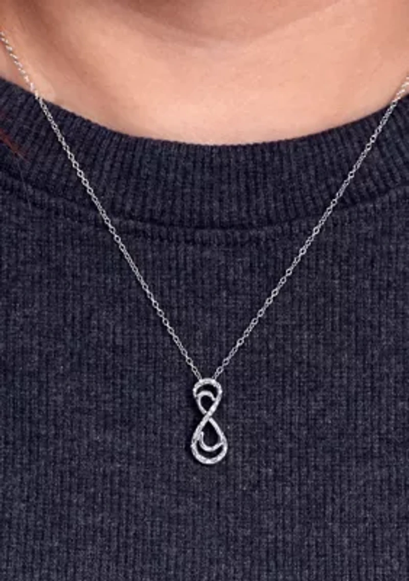 1/8 ct. t.w. Baguette Round White Diamond Infinity Pendant Necklace in Sterling Silver