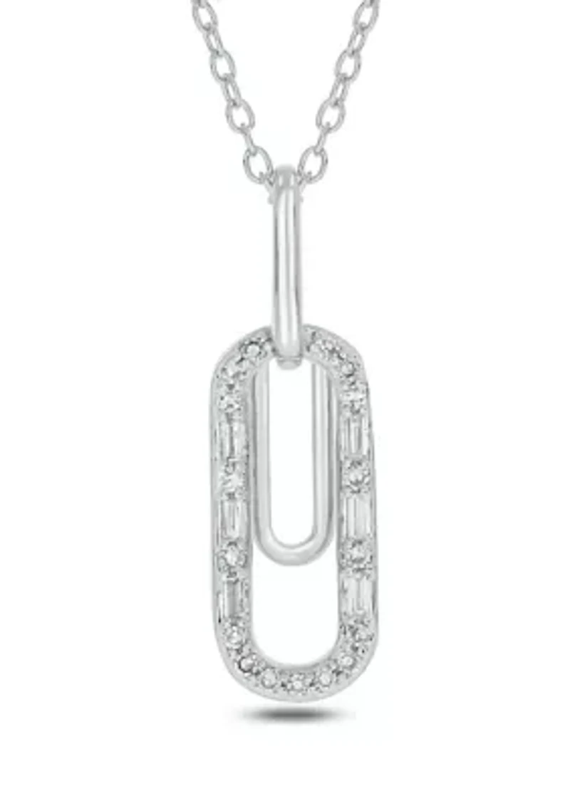 1/10 ct. t.w. Diamond Paper Clip styled Pendant in Sterling Silver