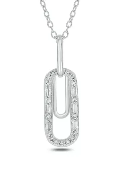 1/10 ct. t.w. Diamond Paper Clip styled Pendant in Sterling Silver