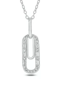 1/10 ct. t.w. Diamond Paper Clip styled Pendant in Sterling Silver