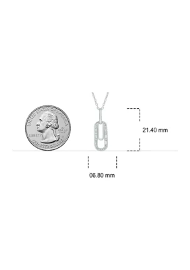 1/10 ct. t.w. Diamond Paper Clip styled Pendant in Sterling Silver