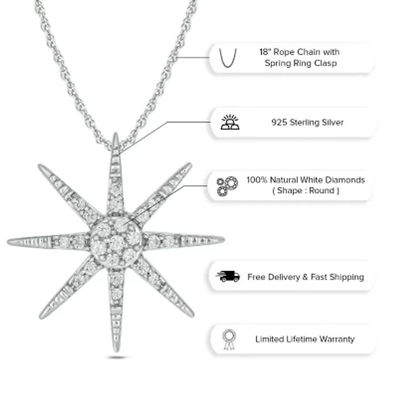 1/10 ct. t.w. Diamond Star Pendant in Sterling Silver