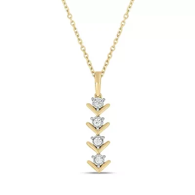 1/10 carat, Diamond Chevron Pendant in 14K Yellow Gold
