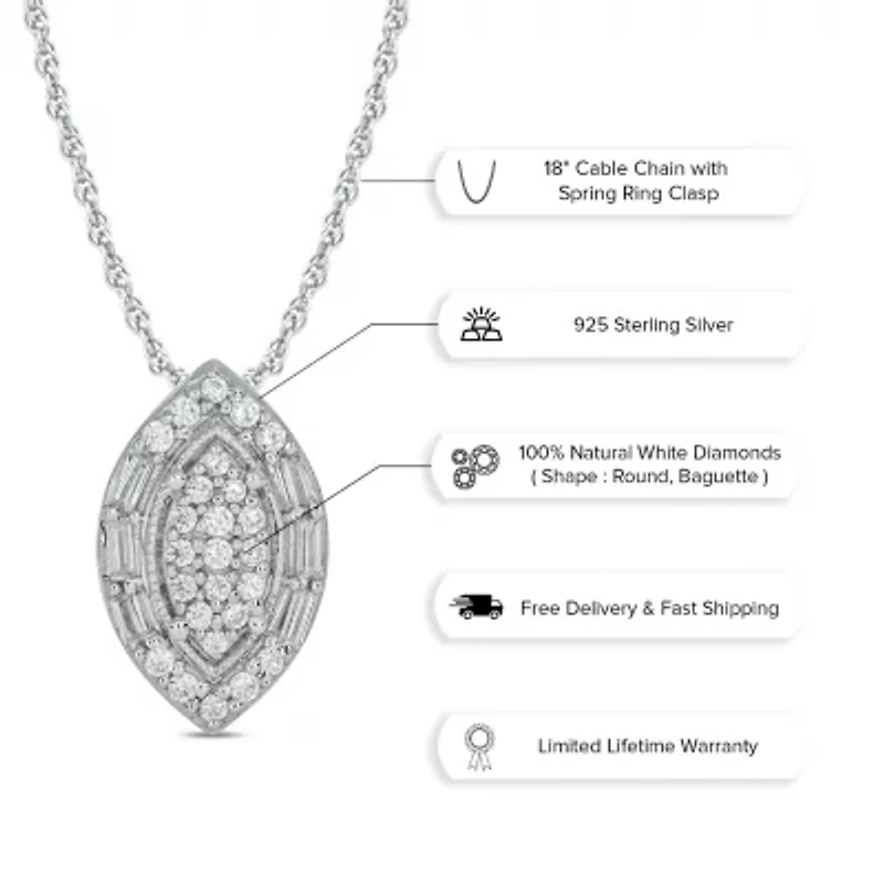 1/6 ct. t.w. Diamond Marquise Shape Pendant in Sterling Silver