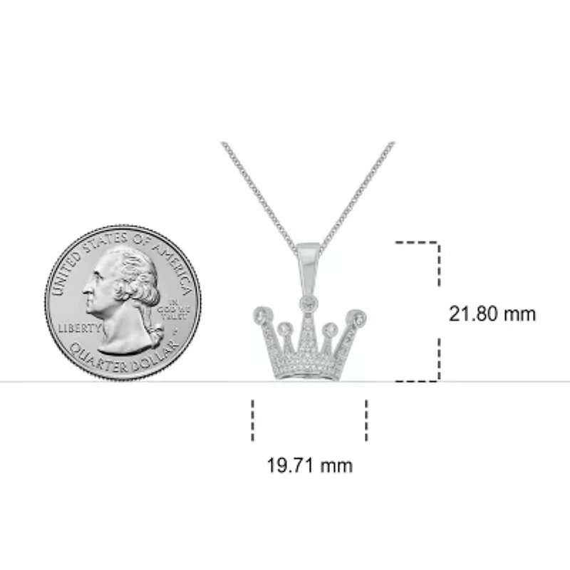 1/3 ct. t.w Natrual White Diamond Hip Hop Crown Pendant in Sterling Silver